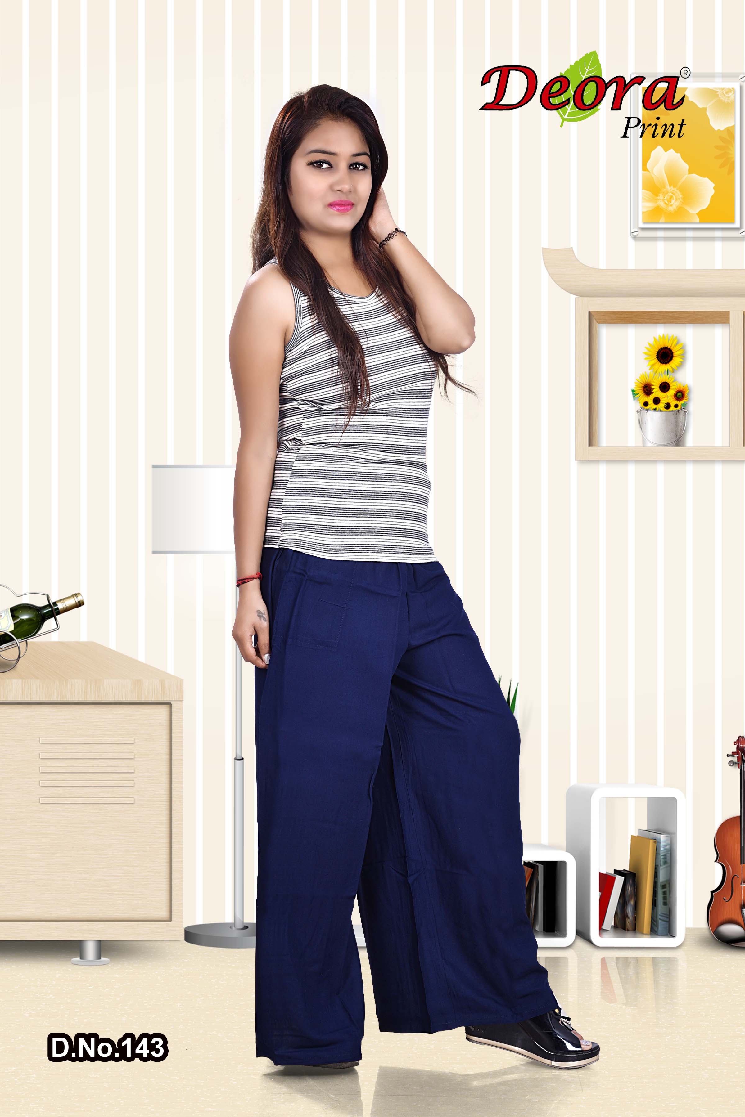 Deora Print collection: Rayon Plain Palazzos