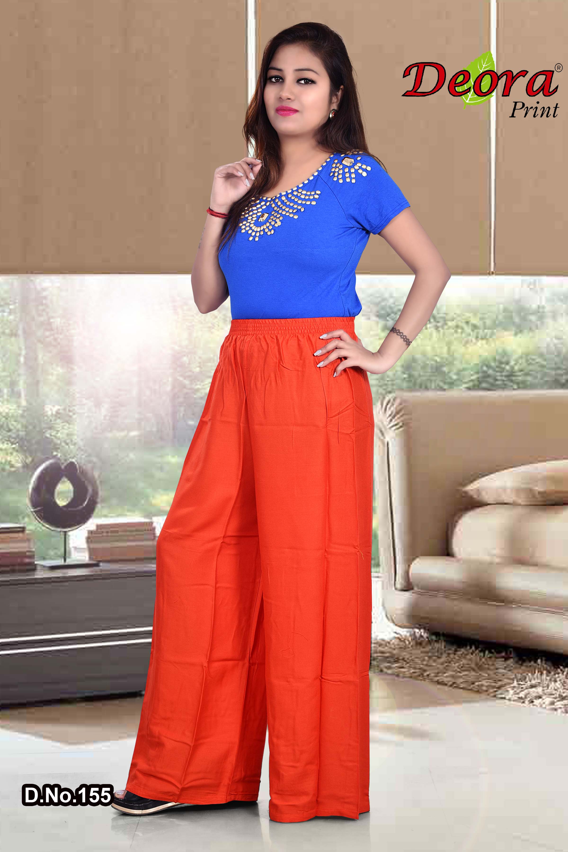 Deora Print collection: Rayon Plain Palazzos