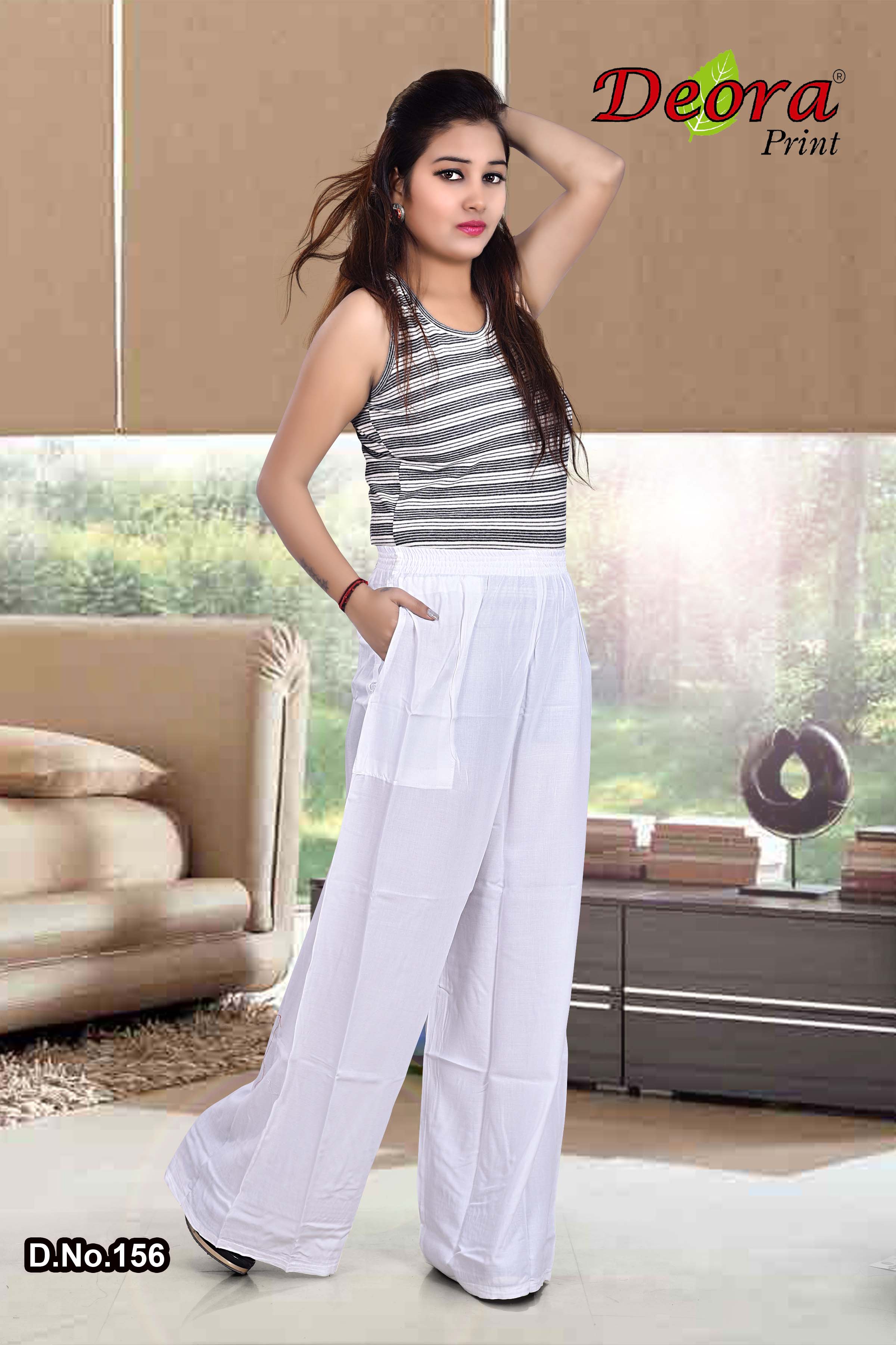 Deora Print collection: Rayon Plain Palazzos